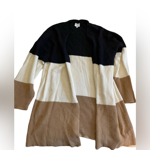 Gilli Color Block Open Cardigan - Black Tan White - Size 3X - Picture 3 of 3